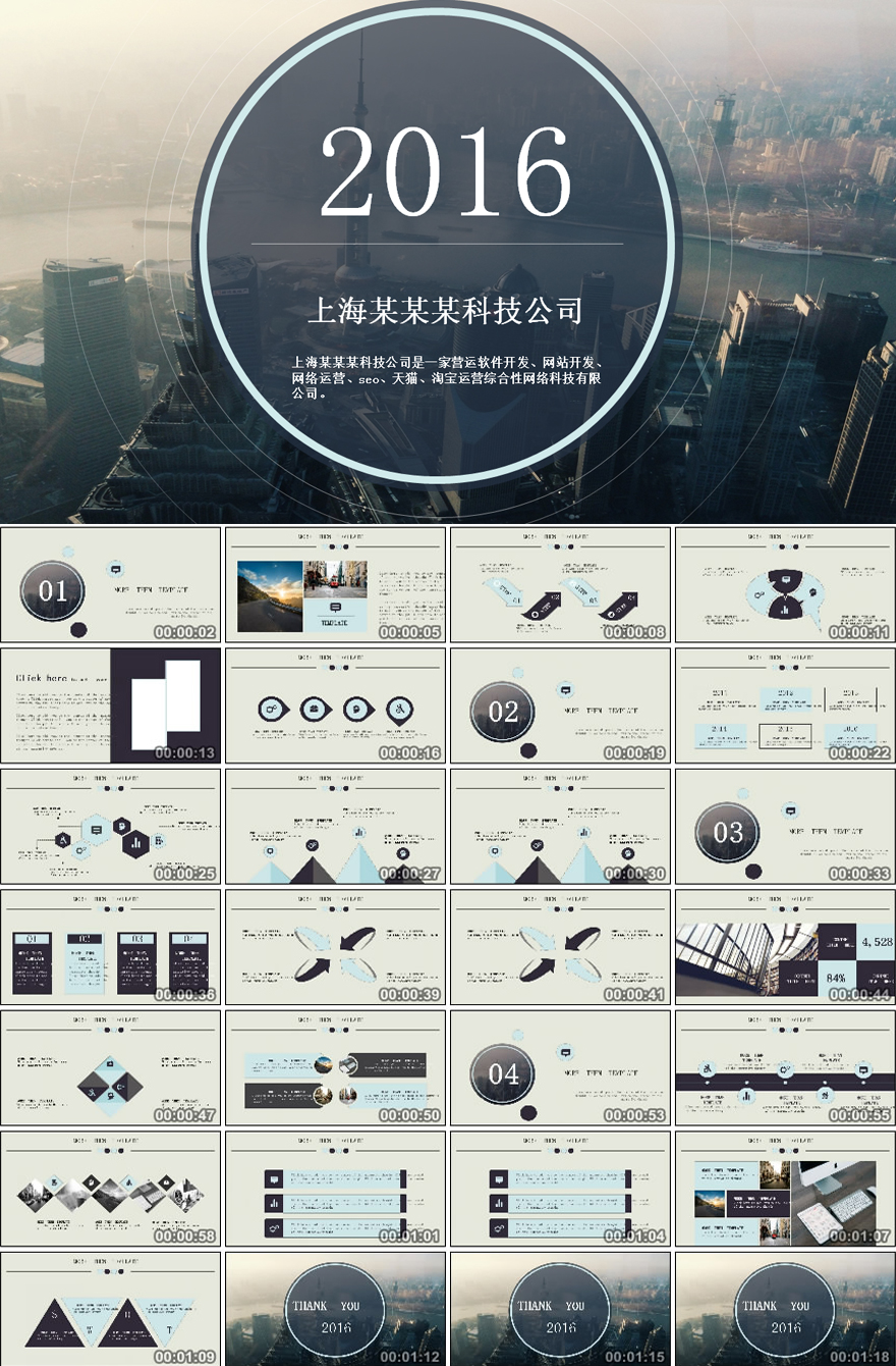 网络公司蓝色大气企业介绍PPT模板