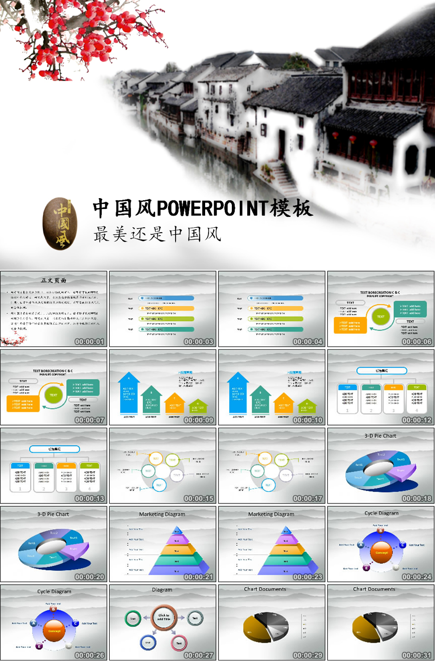 中国风企业数据报告PPT模板