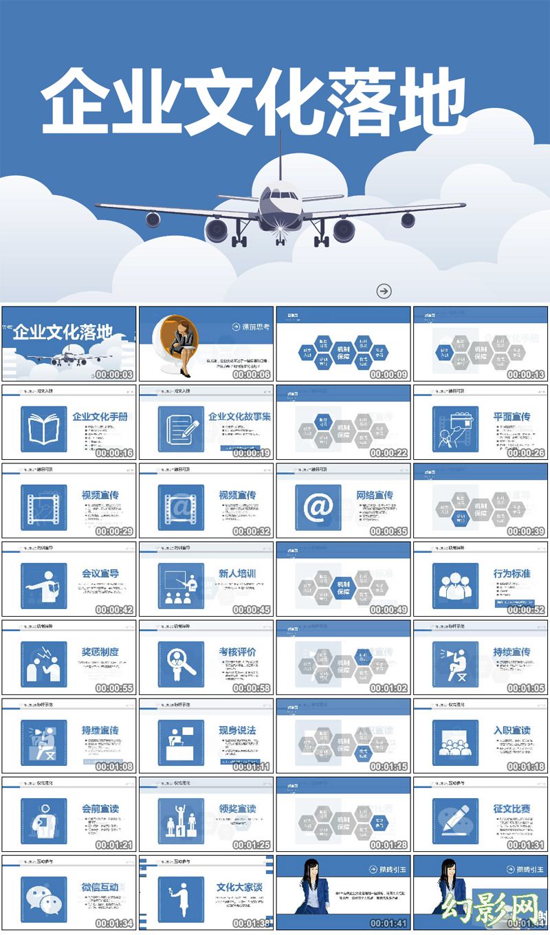 蓝色天空飞翔企业文化演讲PPT模板