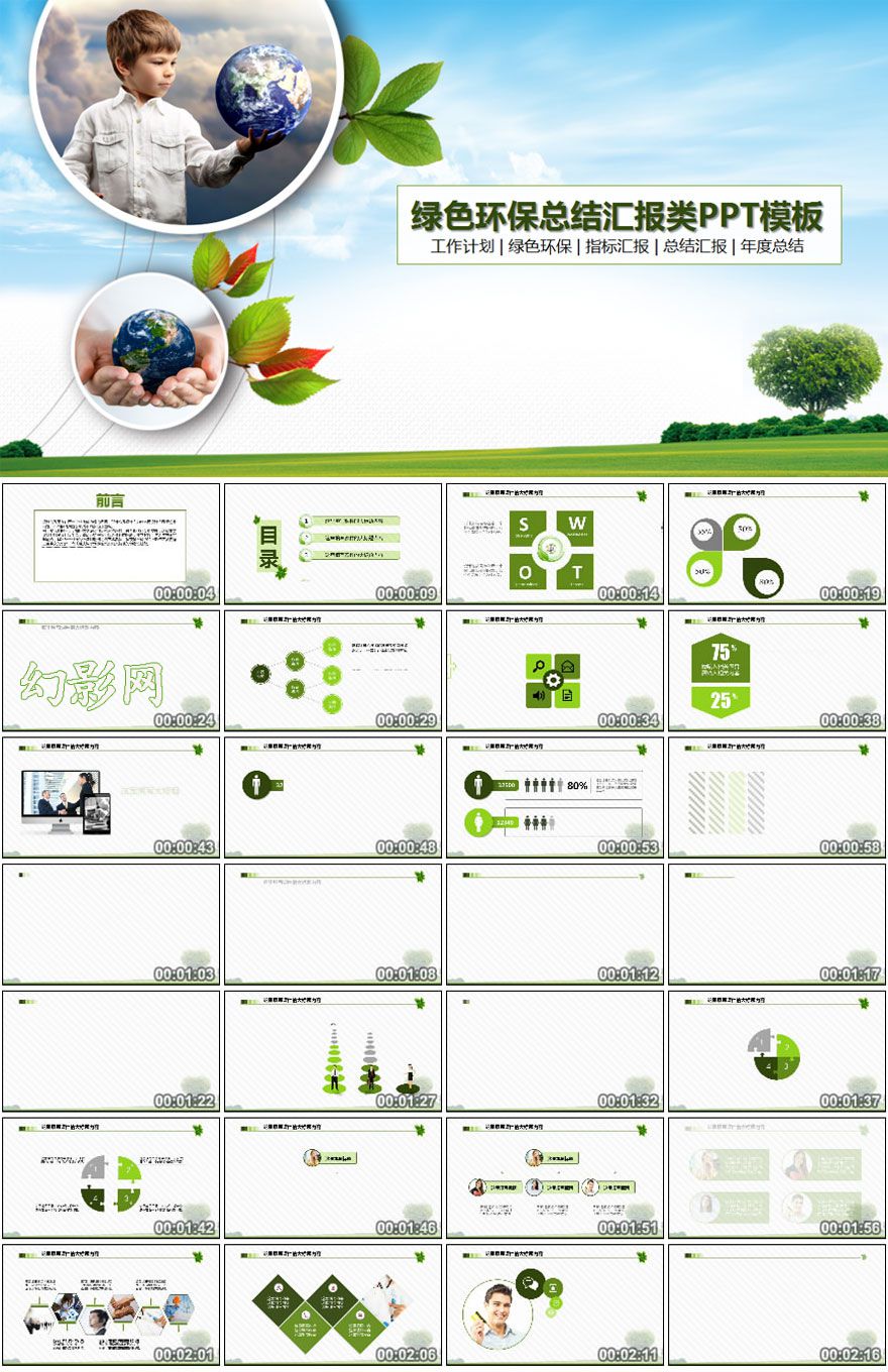 企业绿色环保类机构总结计划PPT模板