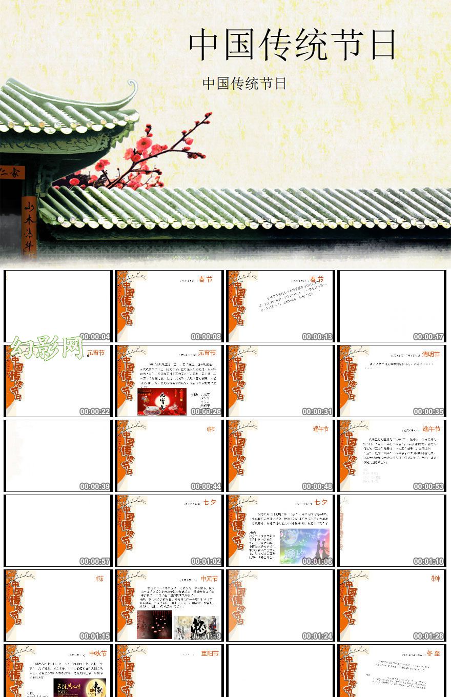 中国风传统节日文化习俗PPT模板
