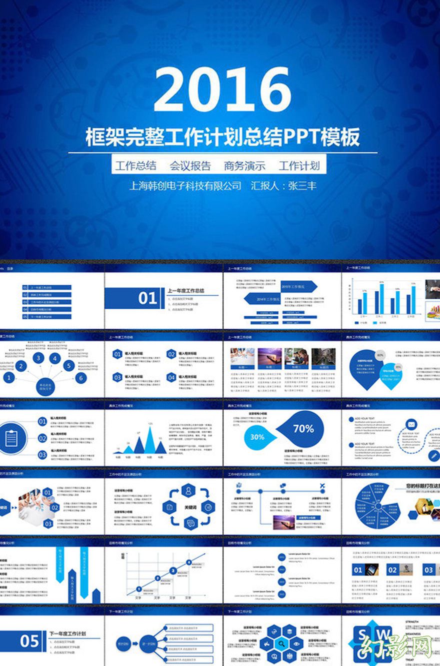 2016商务年终总结汇报通用PPT模板