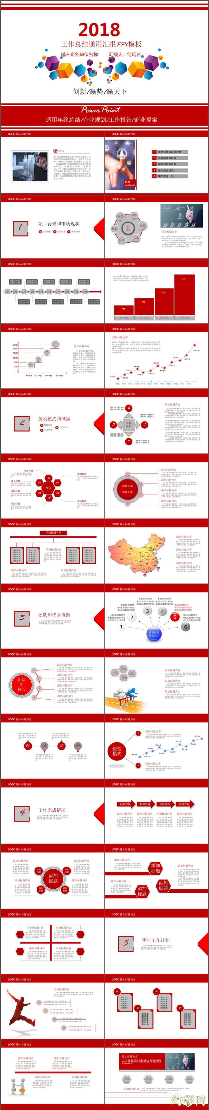 红色大气年终工作总结汇报动态PPT模板