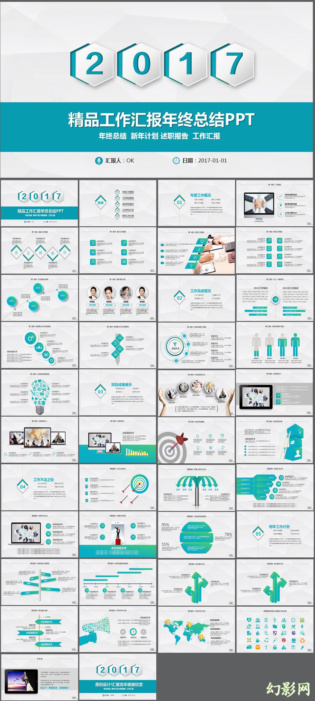 精品工作总结年终汇报PPT模板