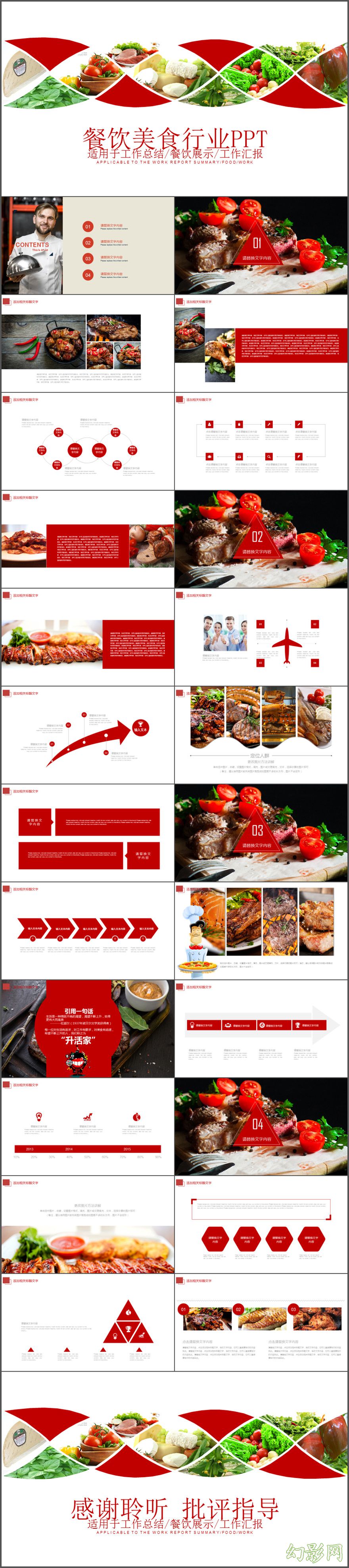 2017中国传统美食 中式餐厅美食介绍PPT模板
