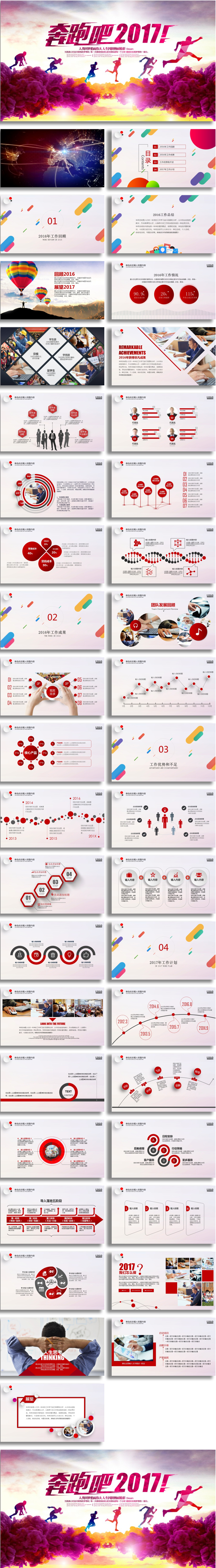 【震憾视频】奔跑吧2017年终工作总结报告PPT模板