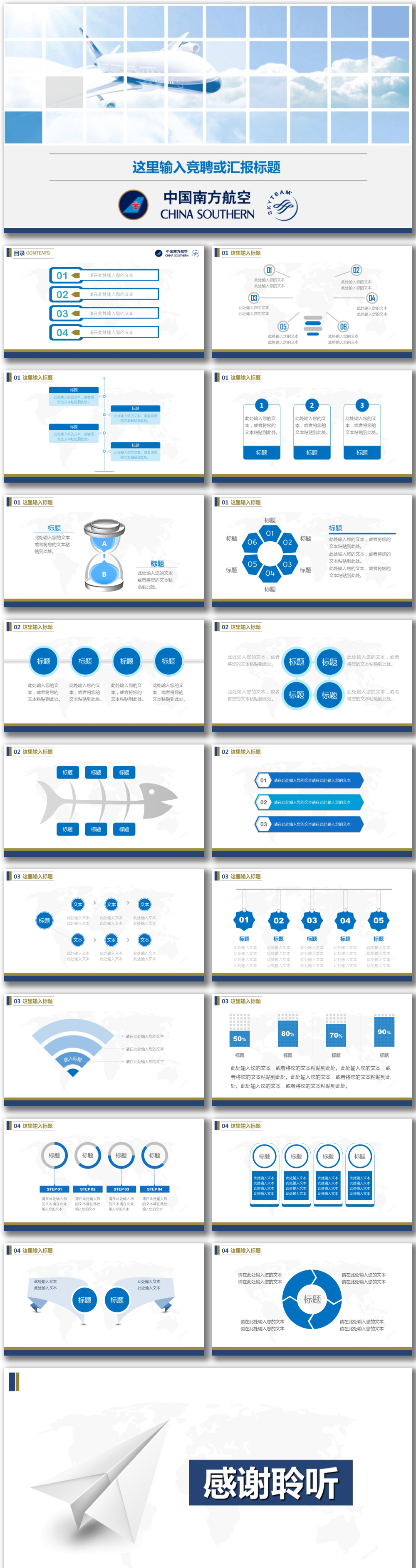 航空公司工作总结汇报PPT模板