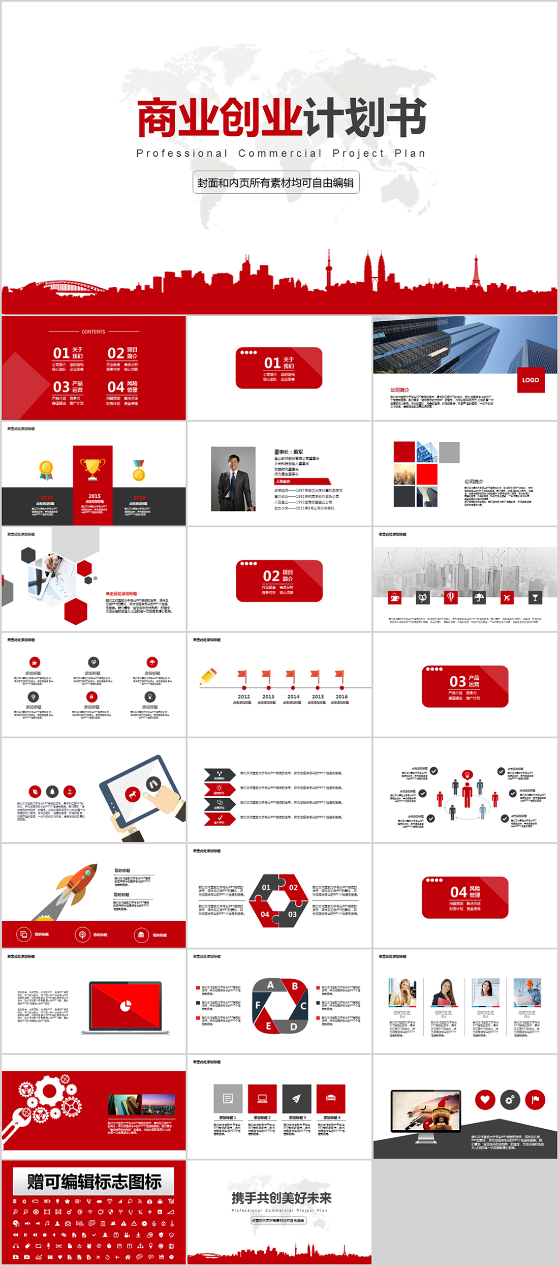 红色简洁大气商业创业计划书