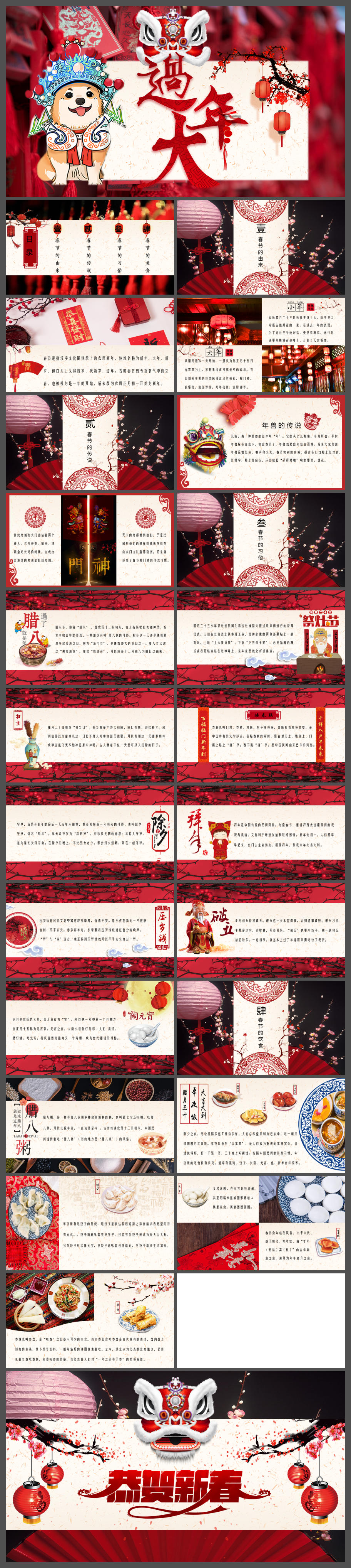 中国传统节日春节习俗介绍ppt模板
