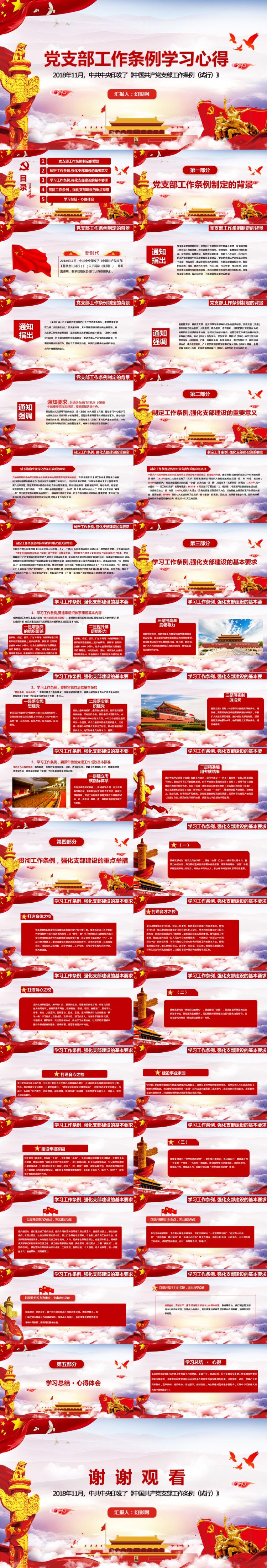 中国共产党党支部工作条例学习心得动态PPT模板