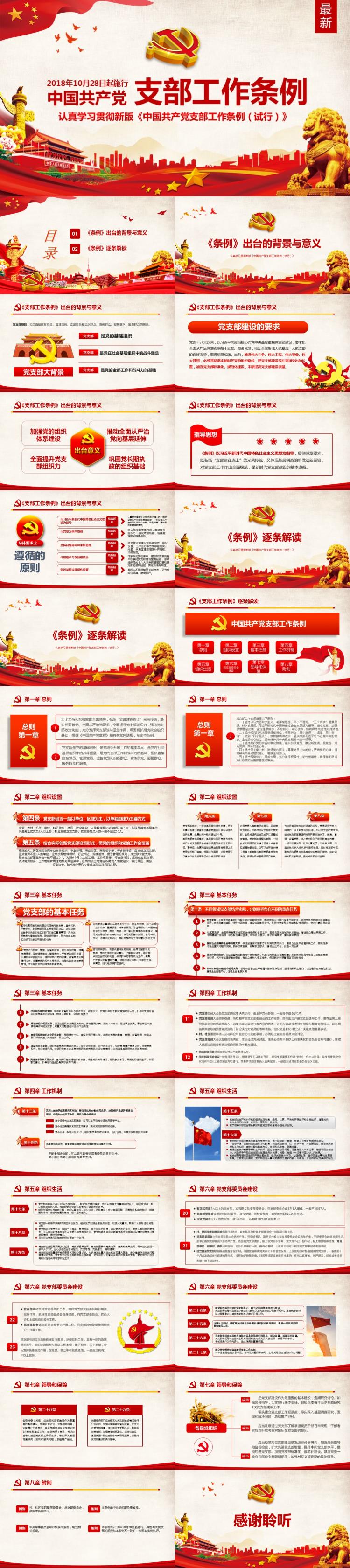 逐条解读中国共产党支部工作条例PPT模板