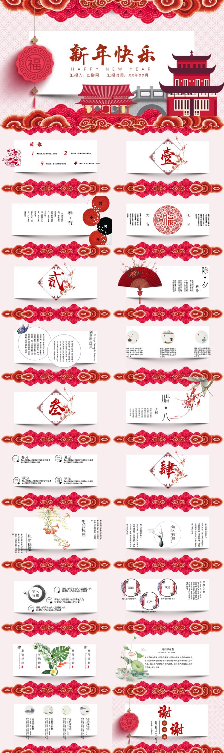 2019年红色中国风春节计划新年动态PPT模板