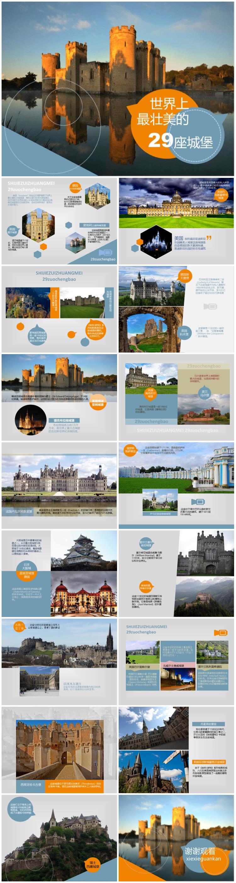 最壮美的29座城堡介绍PPT