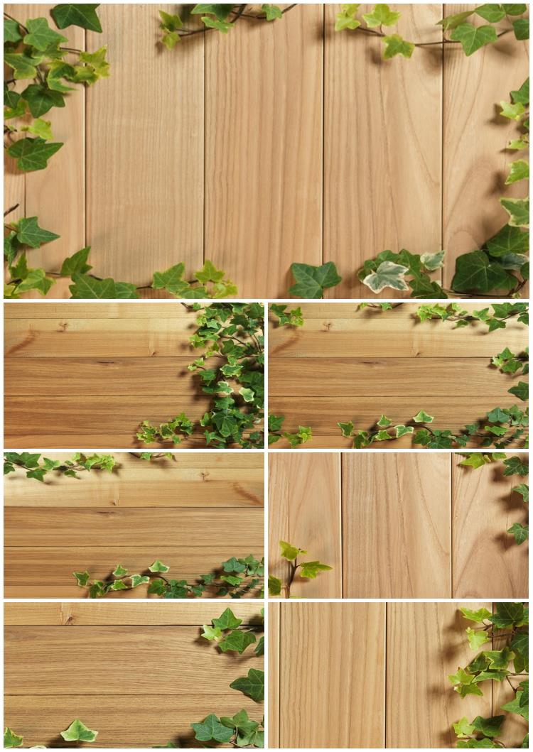自然木板藤蔓PPT背景图片