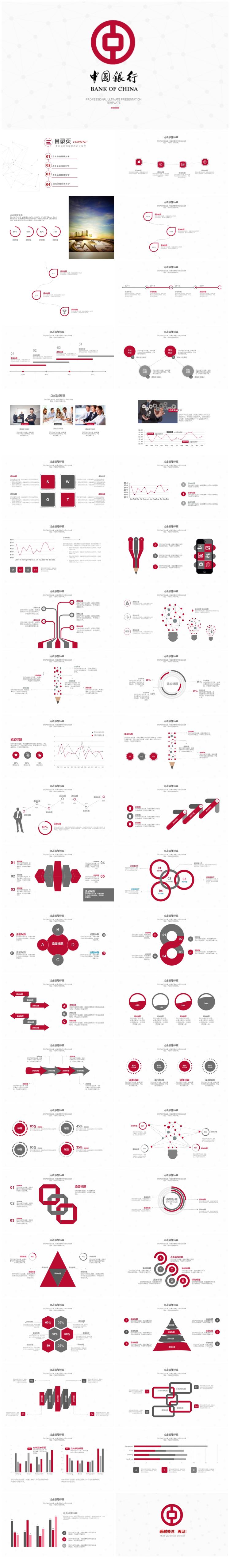 中国银行工作总结PPT模板